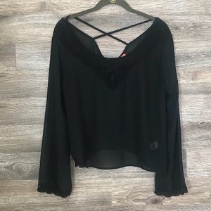 Spoiled Black Lace Trim Blouse